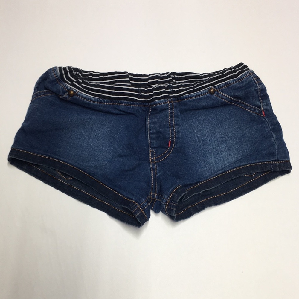 Striped-Waistband Dark Blue Denim Short Shorts size 140 Kids